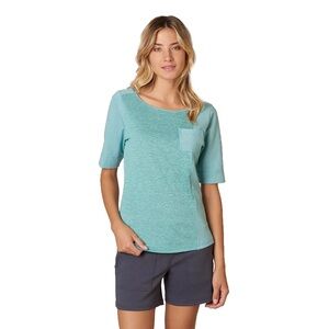 Prana Women's Light Teal Short Sleeve Pocket Tee